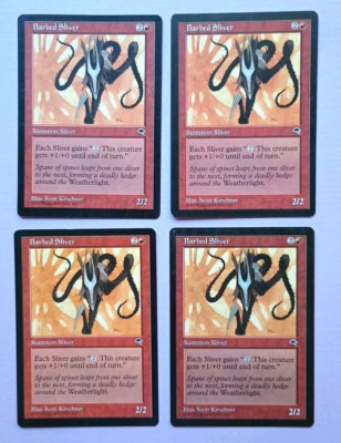 Magic the Gathering MTG Tempest BARBED SLIVER X 4 LP/EX  U 1997 Vintage!