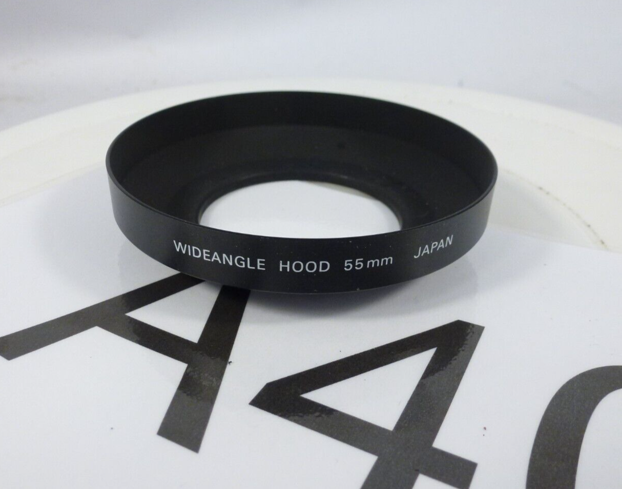 Black Metal Wide Angle Screw in Lens Hood 55mm Thread Japan refm