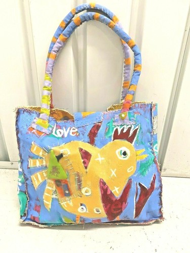 Folk Artist Pat Eberline Handpainted Canvas Tote - Picture 2 of 6