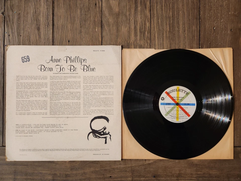 Anne Phillips Born To Be Blue LP Roulette R-25090 Vocal Jazz 1959 Blues Foto 3 de 3