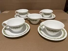 9 pc Vintage Pyrex Corelle Spring Blossom Crazy Daisy Cups,Saucers, Creamer Dish
