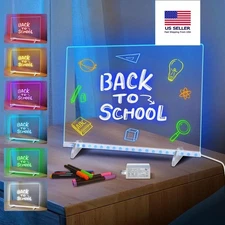 LED Note Board with 7 Colors, Includes Adapter, 13"x10" Led Drawing Board