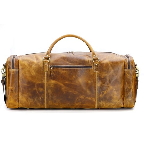 Bolso de lona de cuero hecho a mano para hombre fin de semana para viajar durante la noche grande - Imagen 8 de 14