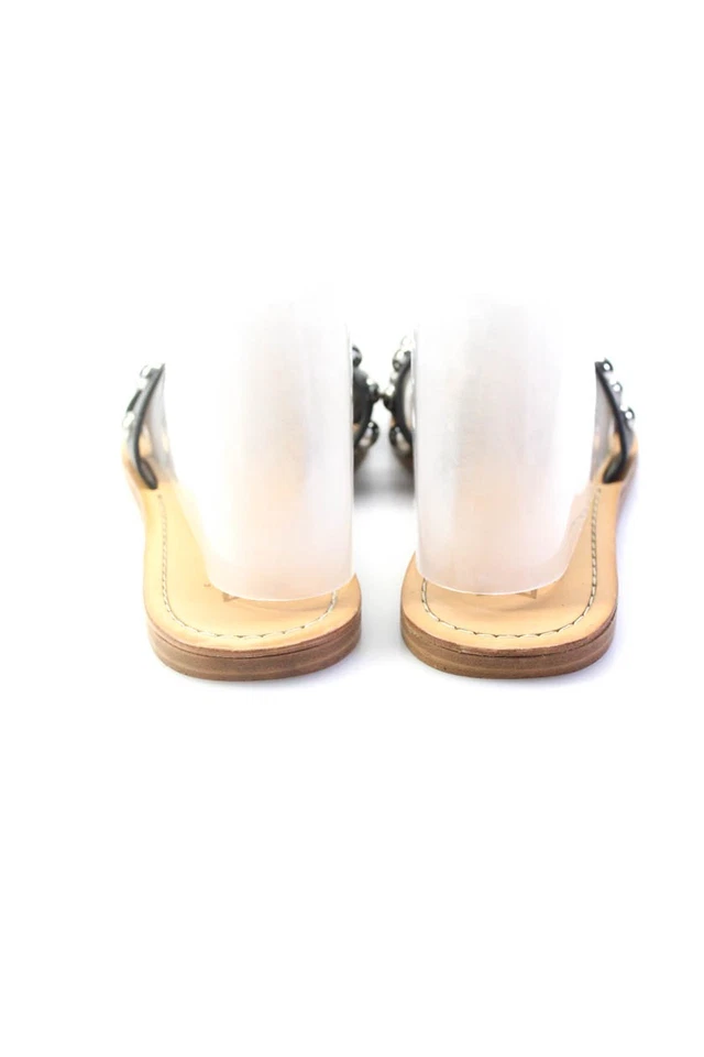 Sandálias femininas MARC FISHING LTD cravejadas intertravadas couro preto tamanho 8,5 - Imagem 3 de 4