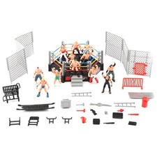 32Pcs Mini Wrestling Playset With Mini Action Figures And Accessories Kids Toy