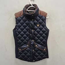 Holland Cooper Country Equestrian Diamond Quilted Classic Navy Gilet Vest Small