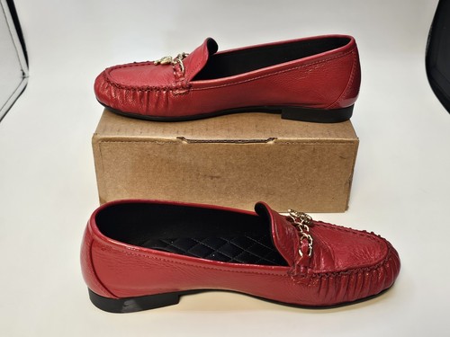 Mocasines Chanel Talla 37 Charol Arrugado Piel de becerro Rojo Usado Buen Estado - Imagen 2 de 9