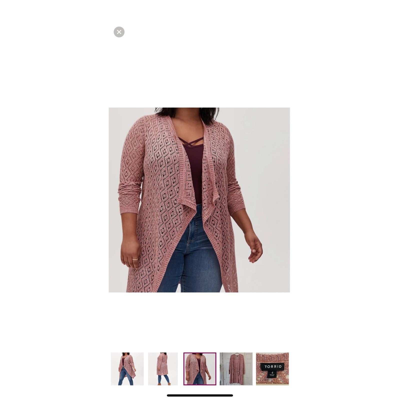 Torrid Women's Plus Size Pink Knit Duster Cardigan Sweater Open Front Size 2