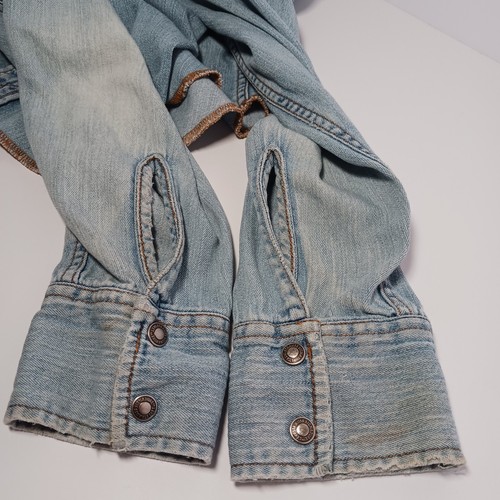 Y2K 2004 Levi's Strauss Snaps Denim Western Shirt Mens Sz M Blue Faded - Picture 11 of 13