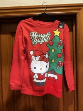 Hello Kitty Red Christmas Sweatshirt MERRY  BRIGHT - Girls Size X-Large- New 