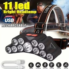 TORCIA  Testa Lampada Frontale  11 LED Ricaricabile Luce USB Caccia Pesca 2025