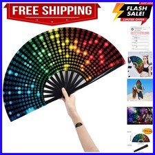 Large Folding Hand Rave Fan Popping Fan for Line Dancing Clacking Fans for Da...