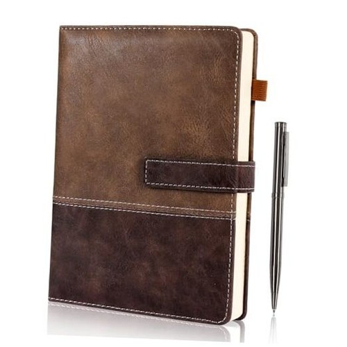 Leather Notebook Journal with Pen, A5 Lined Hardcover Notebook with Brown
