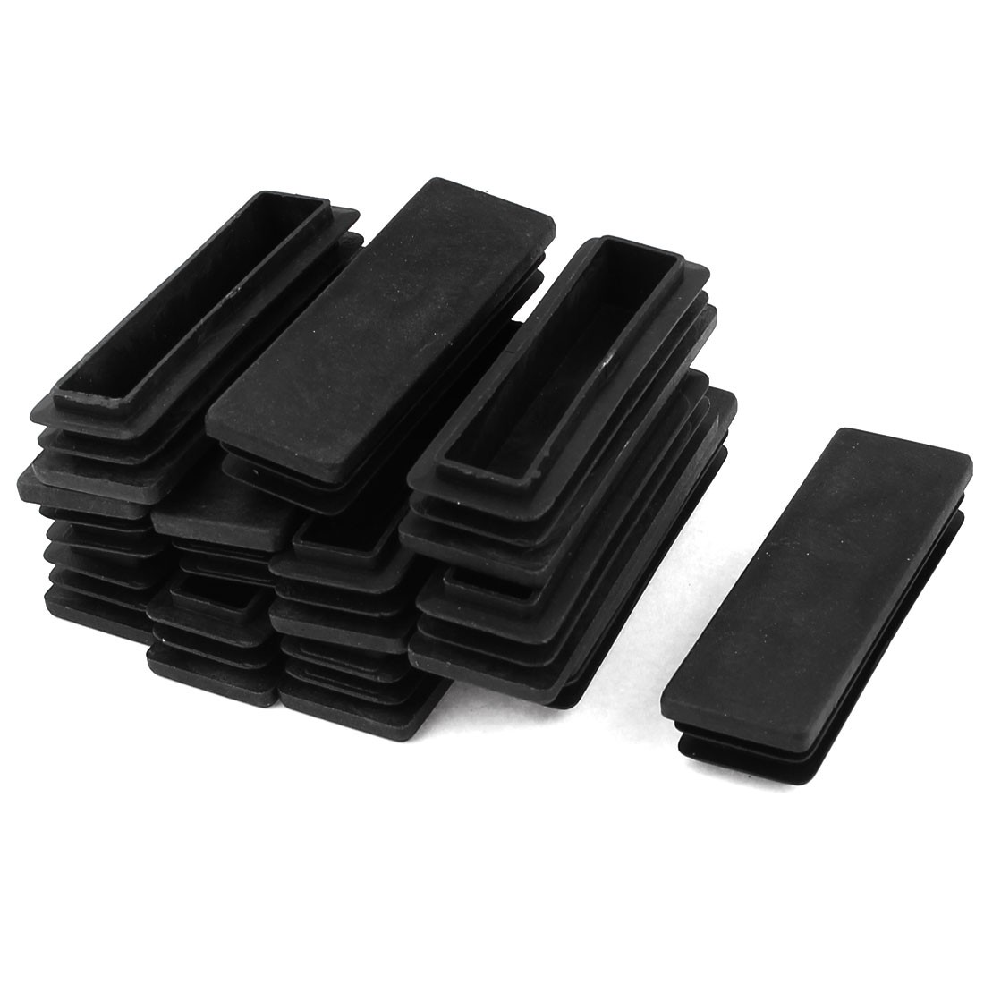 12 Piezas Plástico Negro Rectángulo Tapa Extremo Tapa Tubo Cubierta Inserto 25mm x 75mm