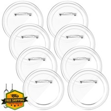 Clear Button Pins 3 Inch Acrylic Blank DIY Photo Badge Pins 8Pcs