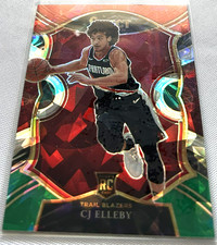 2020-21 Select Basketball CJ Elleby Trail Blazers Red White Green Cracked Ice RC