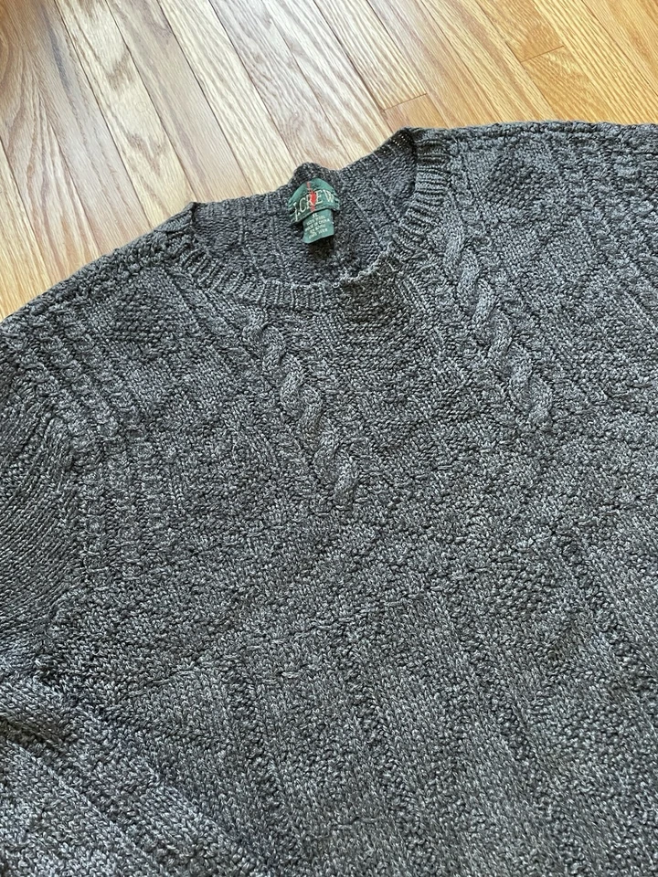 Vintage J. Crew Hand Knit Sweater Size XL 100% Wool Fisherman Oarsman Boxy Fit - Image 2 of 4