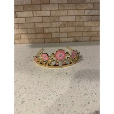 Disney Princess Belle Tiara Crown Gold Pink Rose Girls Costume Accessory