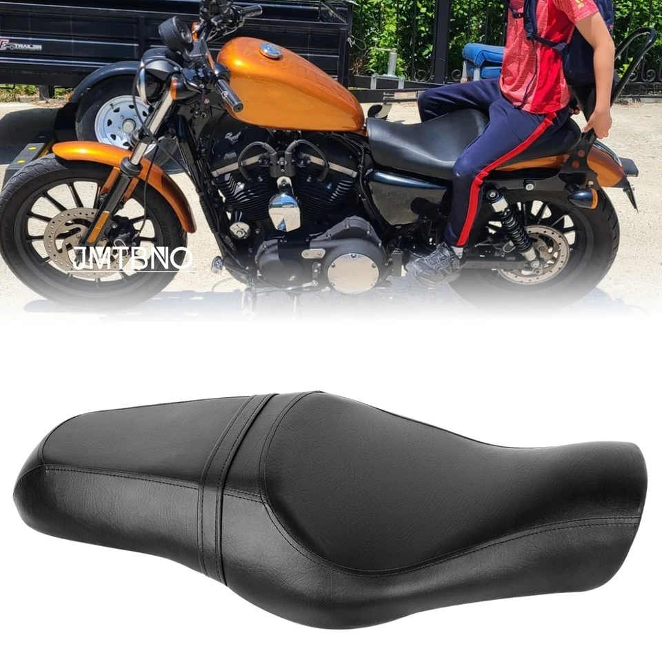 Asiento de dos asientos para conductor y pasajero personalizado de hierro 883 para Harley Sportster XL 883 1200 Foto 3 de 4