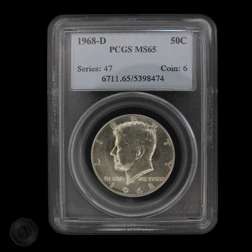 1968-D Kennedy Half Dollar PCGS MS65 Series: 47 Coin: 6  40% Silver  -E0146