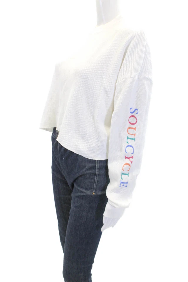 Sudadera corta Soul Cycle para mujer de algodón con logotipo manga blanca talla M Foto 2 de 4