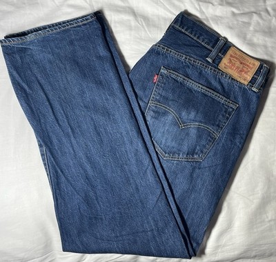 Levi s 501 Denim Jeans Mens 42X32 Regular Straight Leg Classic Button Fly Blue