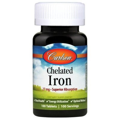 Carlson Labs Chelated Iron, 27mg - 100 tabs (173,60 EUR/kg)