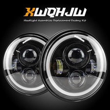 For Jeep Wrangler 2.4L 4.0L 1989-2006 Pair 7inch GLASS Round LED Headlights