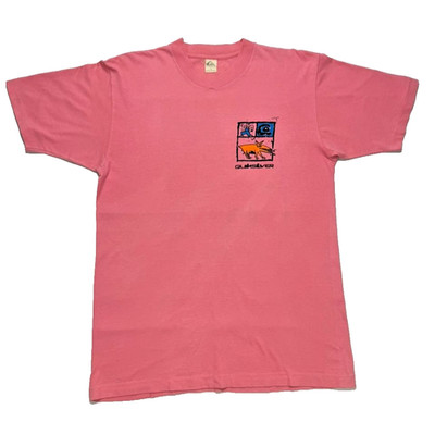Vintage 90S Quiksilver Pink Short-Sleeve T-Shirt With A Graphic - Size L