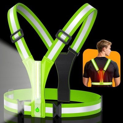 LED Reflective Vest Super Bright Lighting, 360° Visible Running Light for Run...