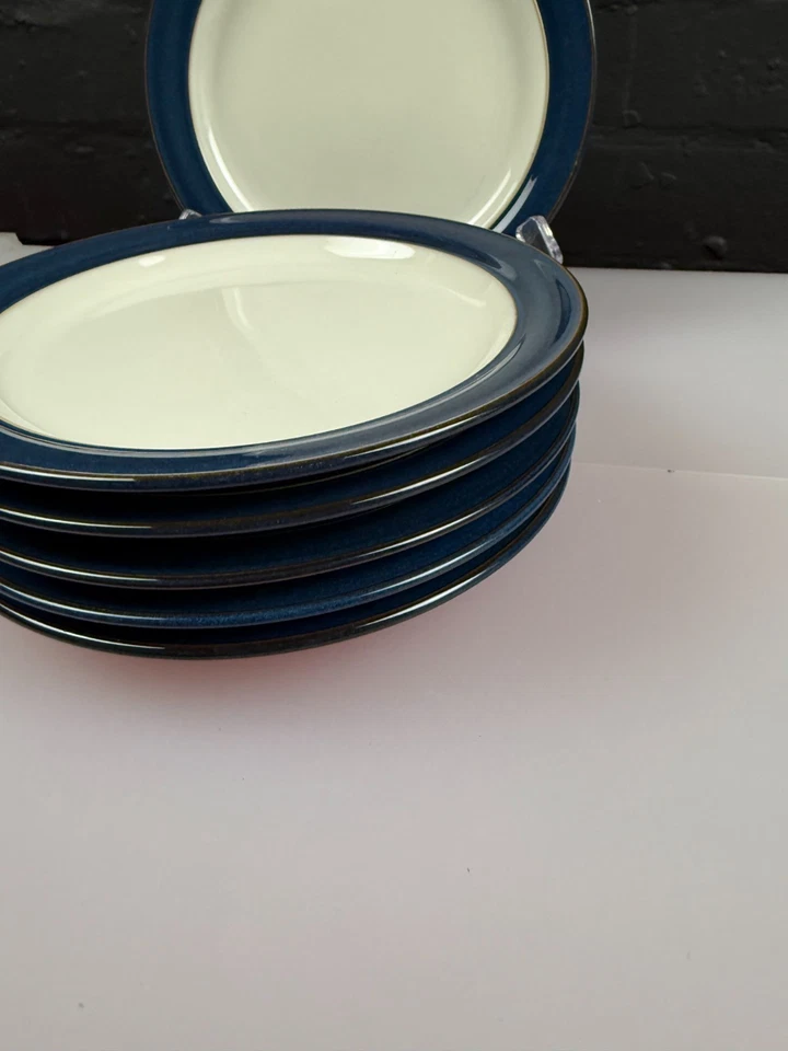 6 x Denby Boston Blue Tea Side Plates 2nd Quality 7.25" Wide 3 Sets Available - Image 2 of 4