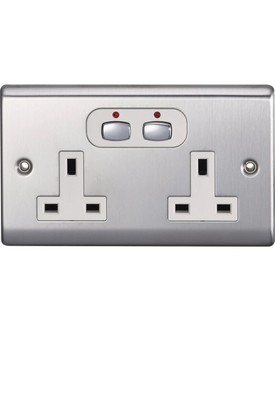 Energenie Mihome Smart 6 mm 2-fach Steckdose gebürsteter Stahl MIH0059