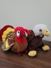 Ganz Webkinz Lot Of 2 Bird Plush No Codes Gobbler Turkey And Eagle