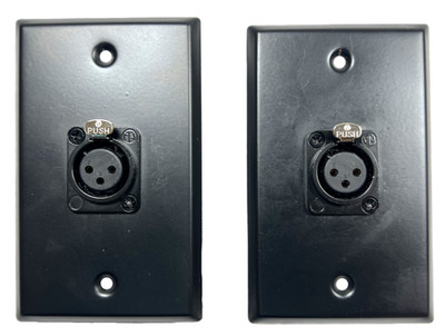 (2) Two XLR Single Wall Plates w/ NEUTRIK NC3FD-L-B-1 Female 3 Pin BLACK Steel