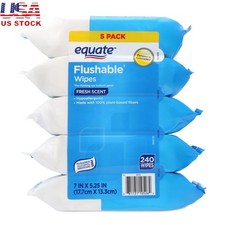 Hypoallergenic Flushable Wet Wipes Fresh Scent 240 Count Easy Pop Up Dispenser