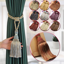 Pair Tassel Curtain Holdbacks Rope Tie Backs Tassel Tiebacks Beaded Ball Decor