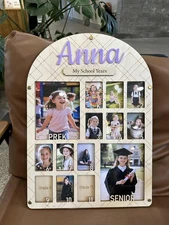Personalized Prek to Senior Photo Frame: Acrylic & Wood Christmas Gift & Decor