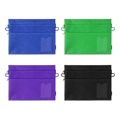 Stationery Bag Double Layer Zipper Pen Organizer Bag for Letter Size File Folder