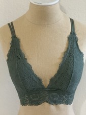 Aerie Sunflower Lace Padded Plunge Bralette Green Size Medium