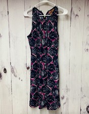 Tory Burch Flinnia Wild Orchid Dress Sleeveless Tie Waist Pink Blue Size Medium