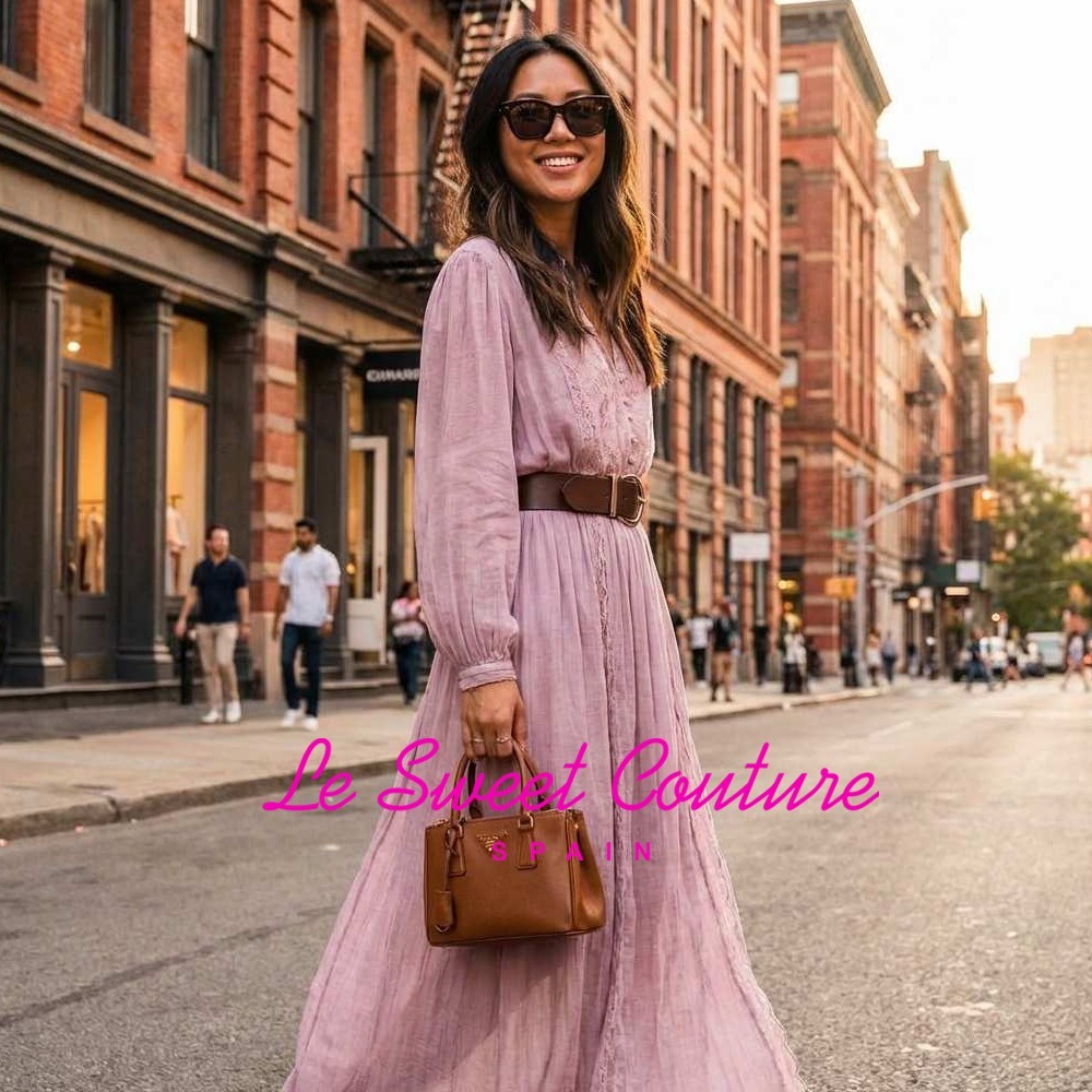 ZARA WOMAN SS26 dirty-mauve BELTED COMBINATION MIDI DRESS ALL