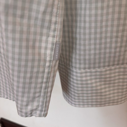 CALVIN KLEIN Shirt Mens 2XL Green Checkered Long Sleeve Collared Button Down - Picture 5 of 9