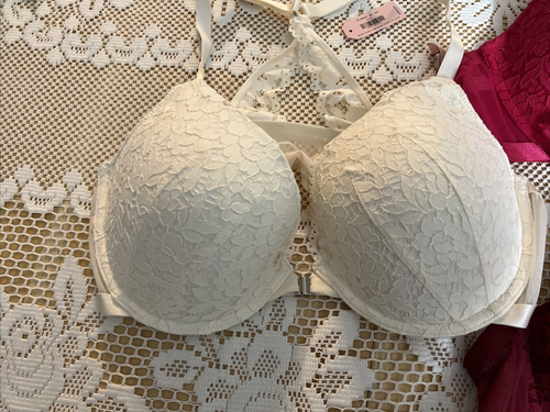 LOTE DE 3 Sujetadores Push Up con Aros Sexy Encaje Espalda en T Talla 40 DD NUEVOS Con Etiquetas - Imagen 4 de 12