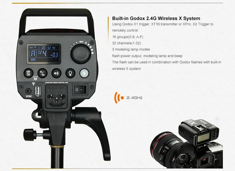 600w 2x Godox MS300 300WS Studio Strobe Flash Light Monolight f Wedding Photo - Image 4 of 4