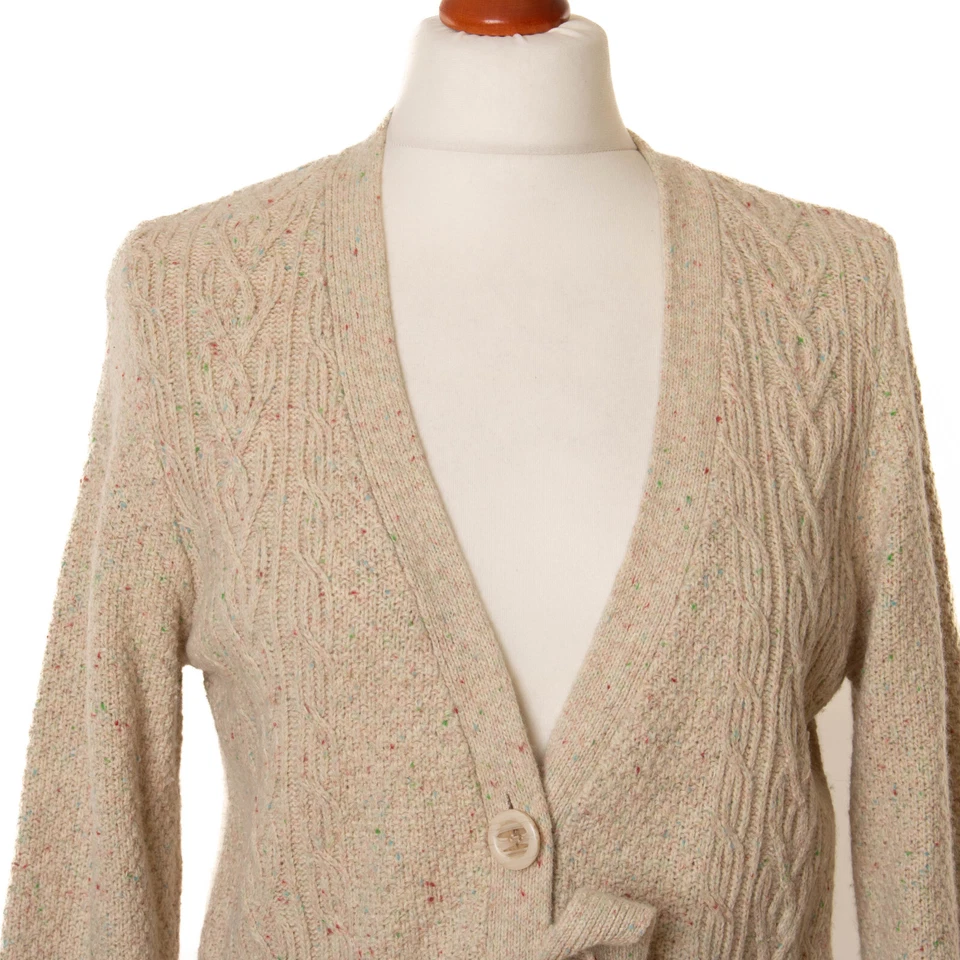 KING LOUIE Damen Beige Melange 30% Lammwolle Lang Strickjacke Größe M  11919 - Bild 2 von 4