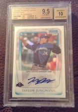 Taylor Jungmann 2011 Bowman Draft chrome refractor auto /500 BGS 9.5/10 Brewers