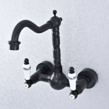 Oil Rubbed Bronze Wall Mounted Bridge Kitchen Sink Mixer Valve Tap Faucet Zsf702