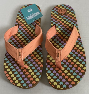 Big Girl's Reef Uni Mini Hearts Sandals Flip Flops CI3699-0060-M *NEW* Size 6