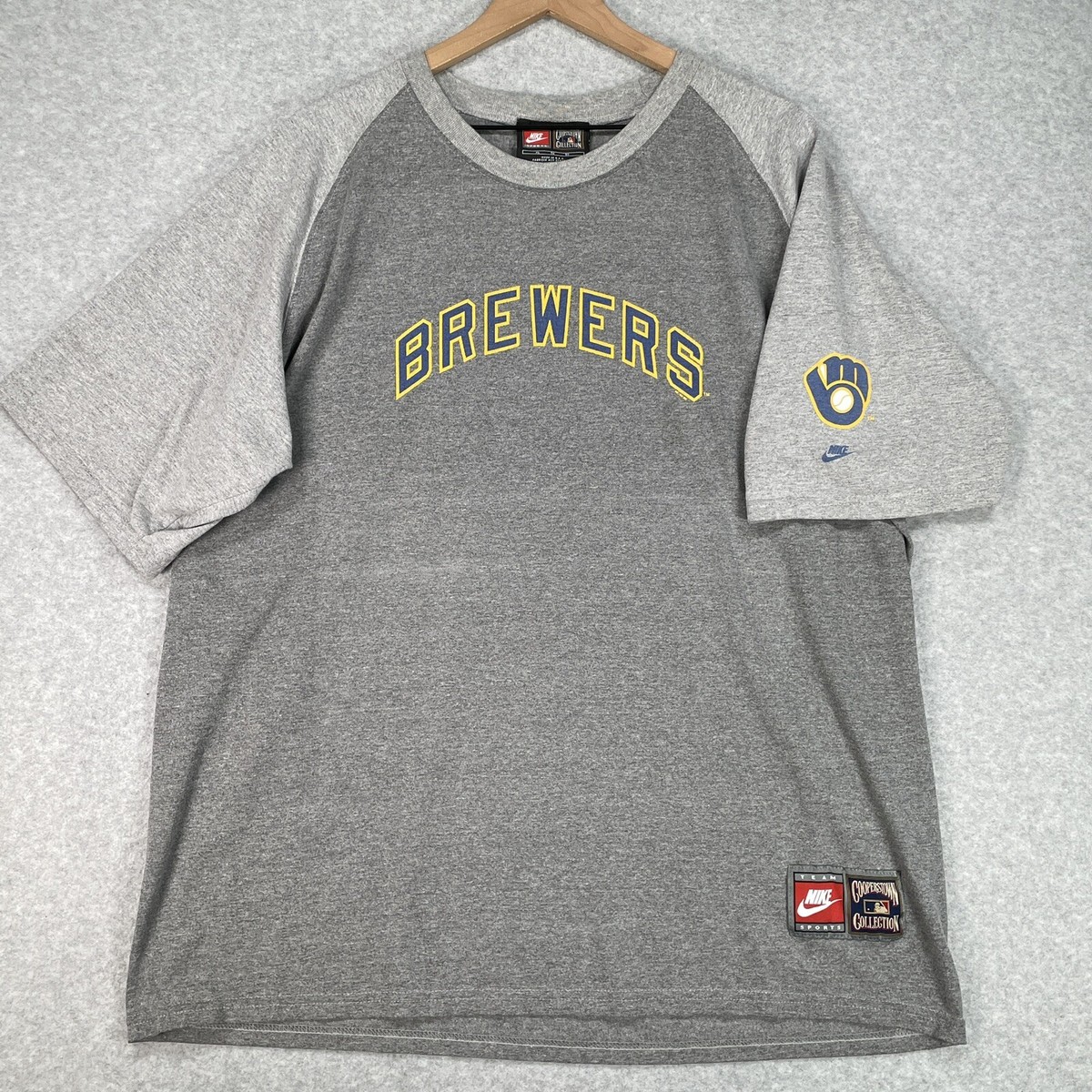 Vintage Nike Cooperstown Shirt Milwaukee Brewers XL Gray USA Vintage Nike Cooperstown Shirt Milwaukee Brewers XL Gray USA