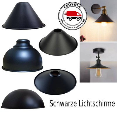 Vintage Pendelschirm Metall Schwarz